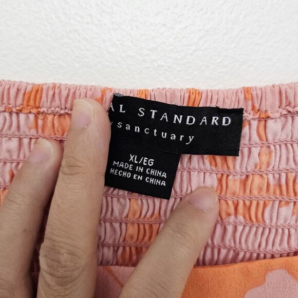 Social Standard Pink / Orange Sundress Smocked Back Maxi Dress size XL - Picture 4 of 7